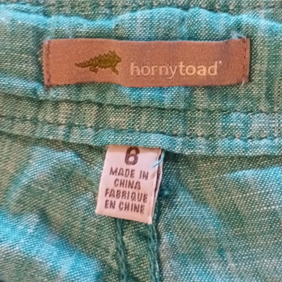 Horny Toad Linen Far flung Shorts Aqua Patch Pockets Drawstring Zip Button 6 - Picture 5 of 8